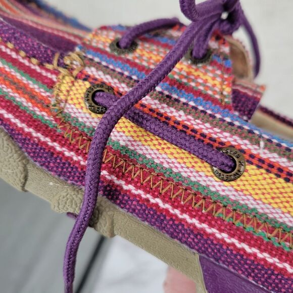 Twisted X Serape Purple Canvas Boat Shoe Driving Moccasins LIKE NEW - Picture 9 of 9
